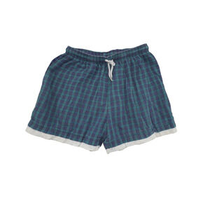 Pro Spirit Plaid Lounge Shorts Men’s Medium Blue Green Check Elastic Waist Draws